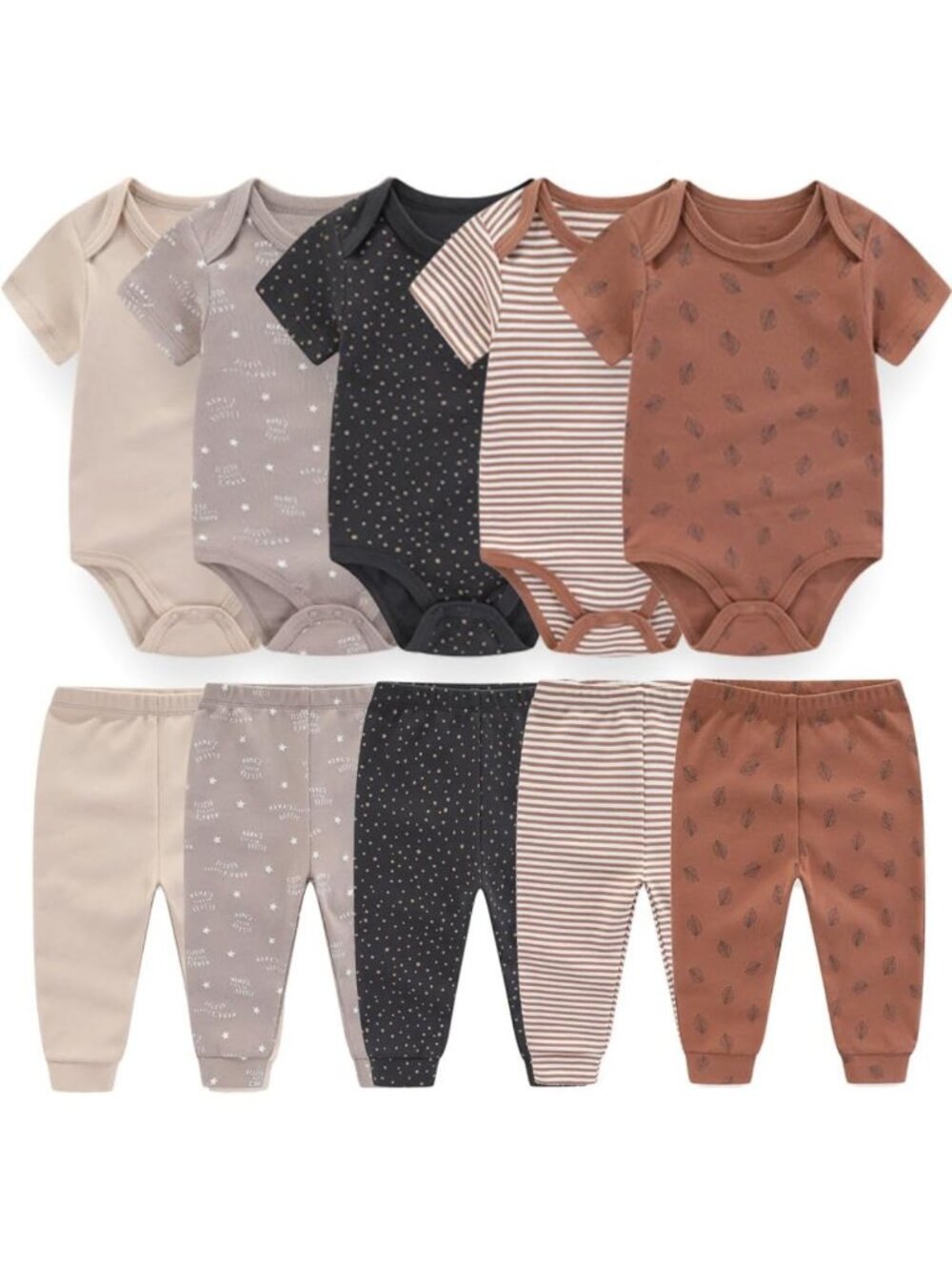 Unisex Baby Layette Set - 9-Piece Bodysuits & Pants Gift Set for Boys & Girls